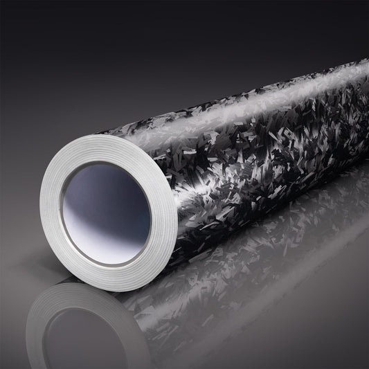 Satin Forged Shattered Carbon Fiber Black Vinyl Car Wrap-Tinybot Vinyl